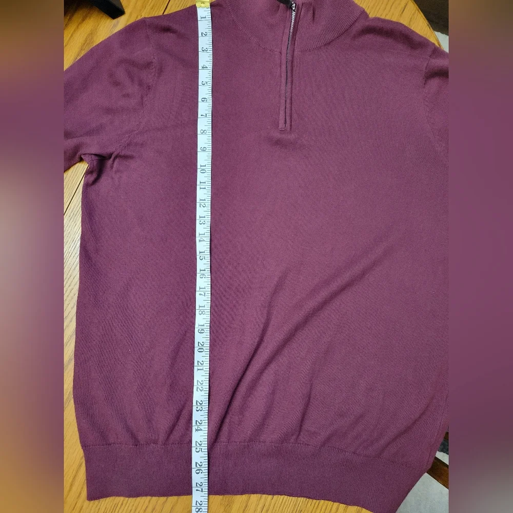 Daniel Hechter Paris Quarter-Zip Sweater Cotton Cashmere Blend Large Burgundy